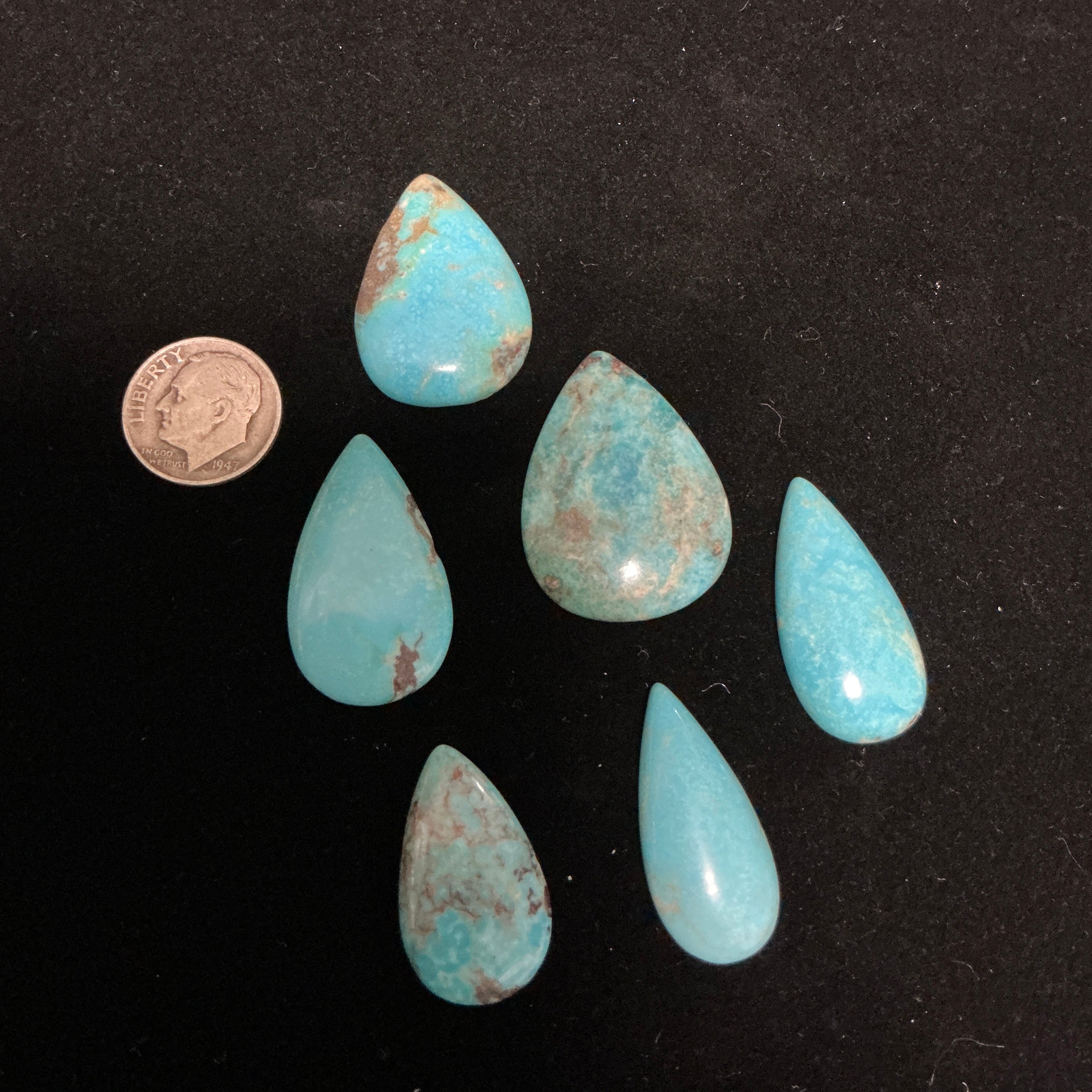 100 CTS Pear Shaped Turquoise Cabochons. Lot 7