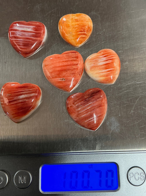 100 CTS SPINY OYSTER CABOCHONS HEARTS Lot 8
