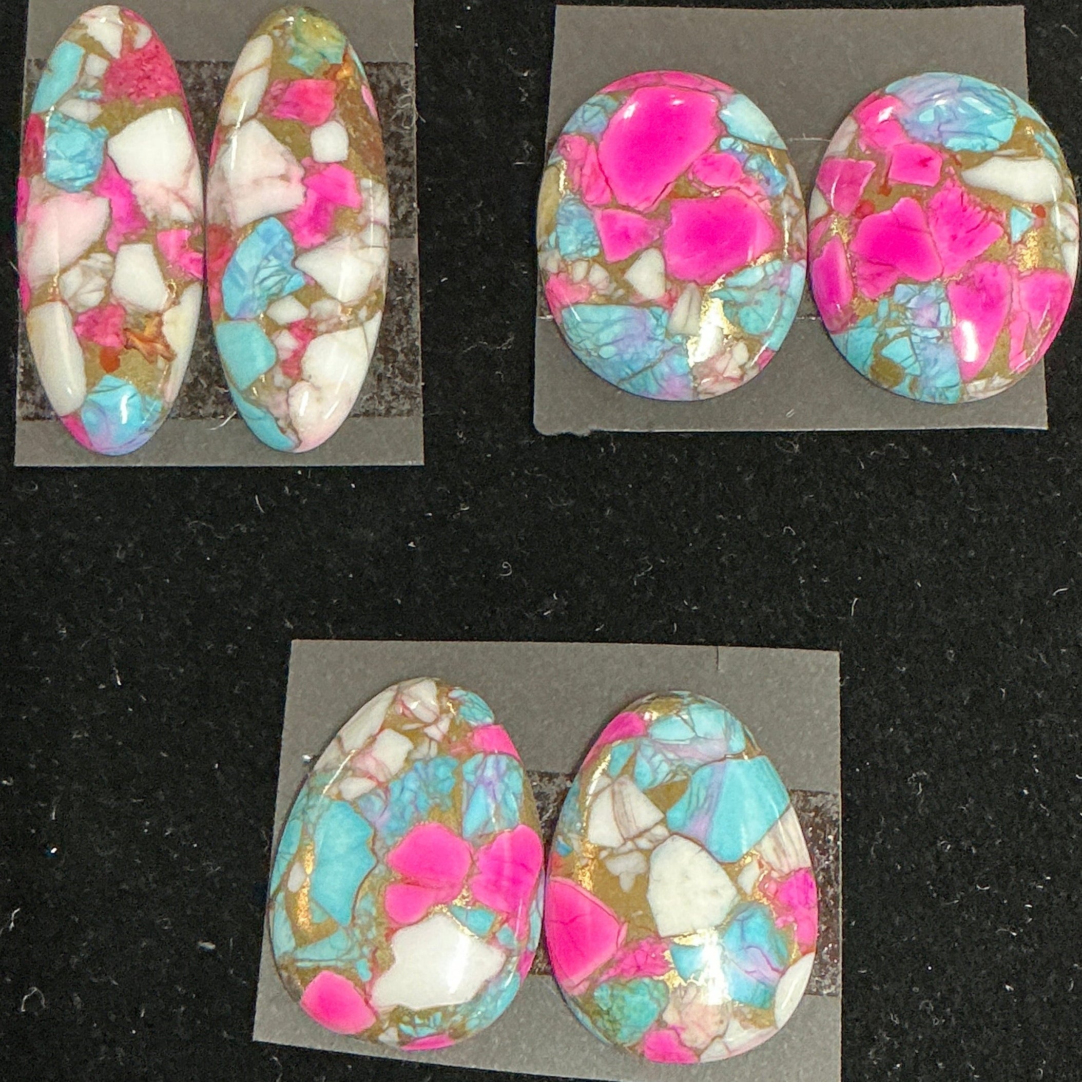 COTTON CANDY BLOCK CABOCHONS. 3 MATCHING SETS. LOT 1. ~85 CARATS. $64