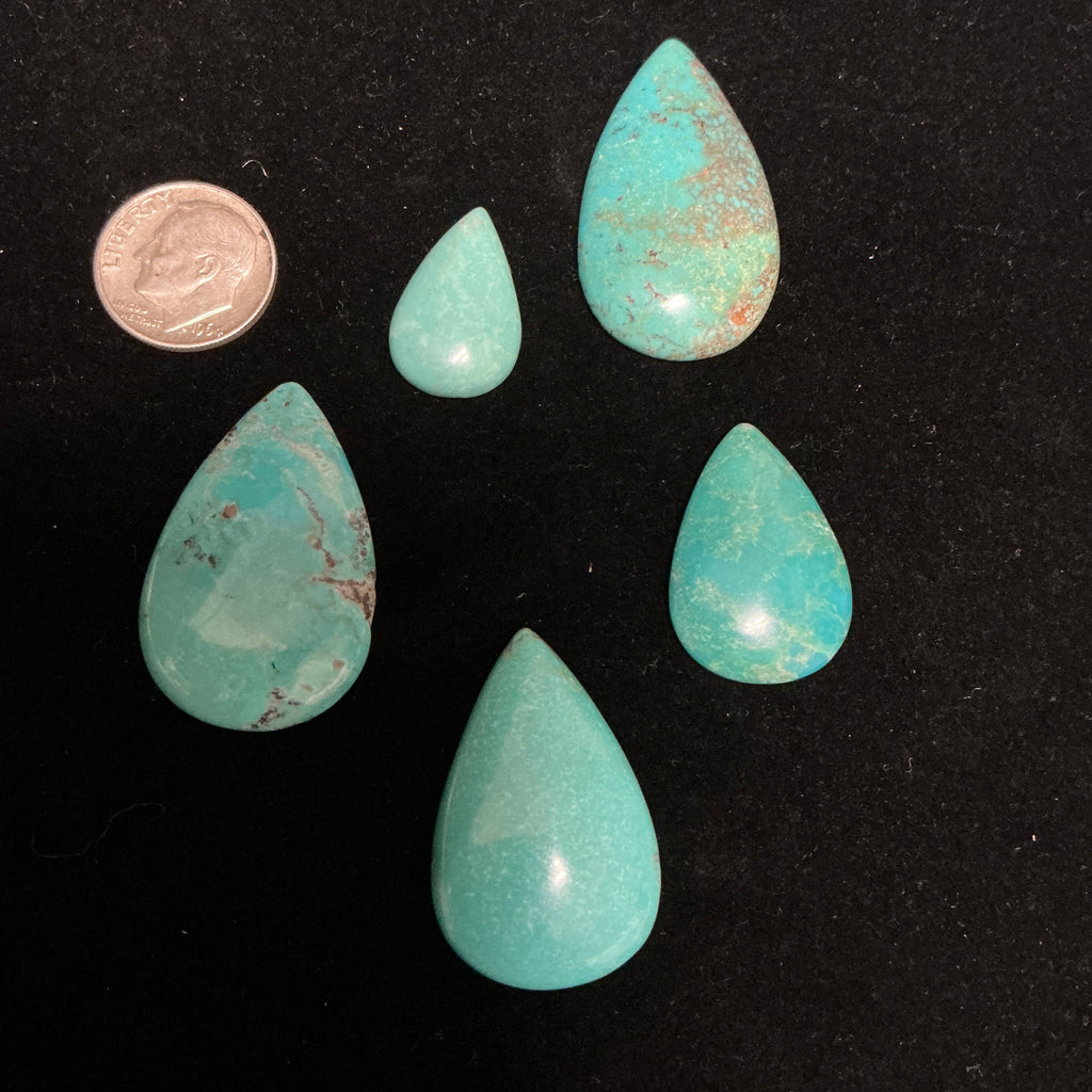 100 CTS Pear Shaped Turquoise Cabochons. Lot 10