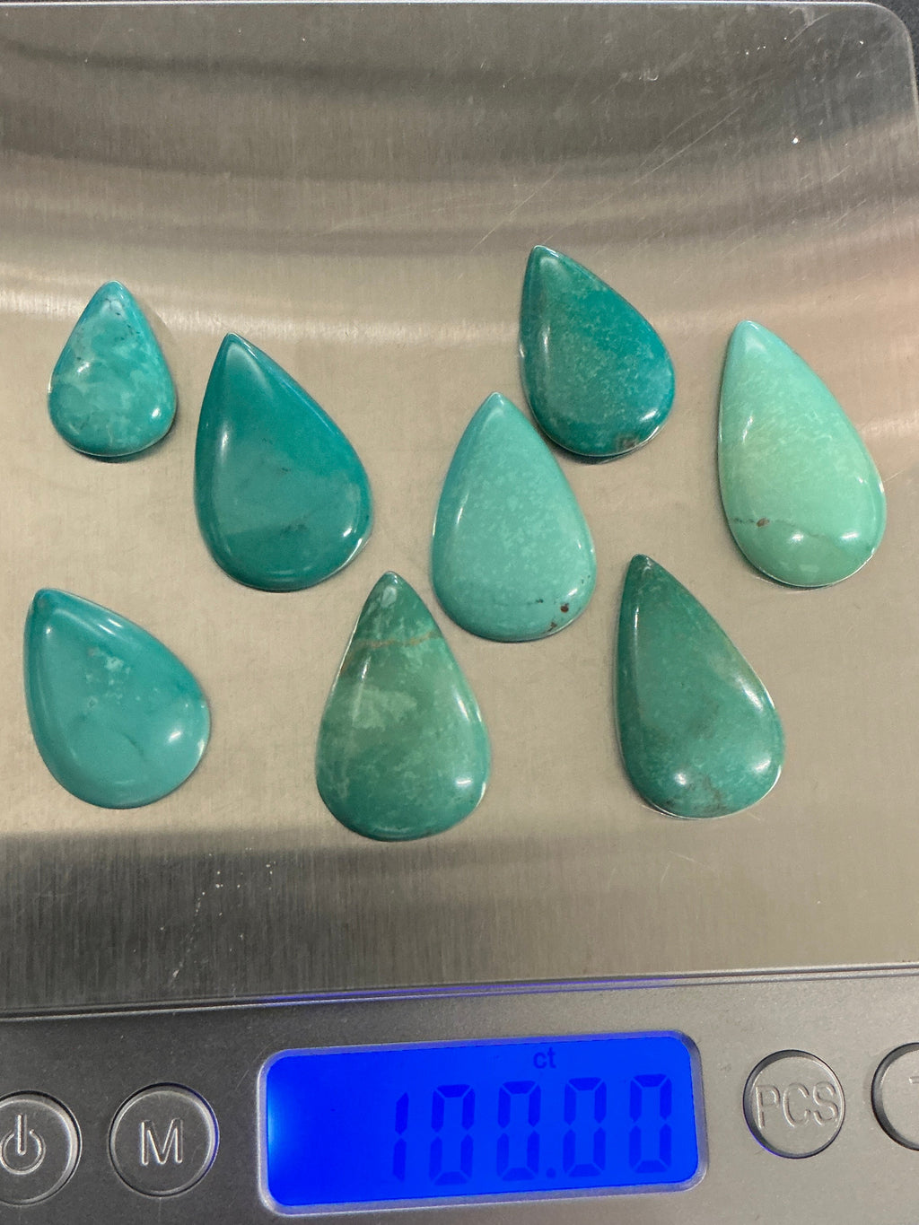 100 CTS Pear Shaped Turquoise Cabochons. Lot 1