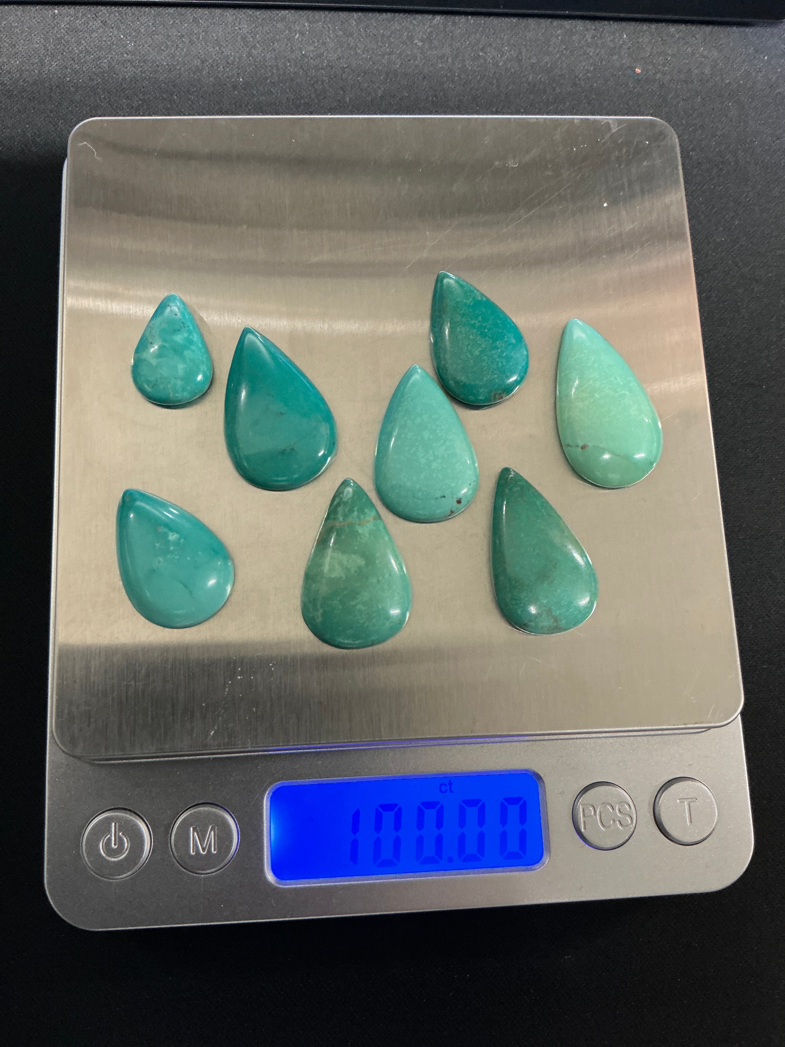 100 CTS Pear Shaped Turquoise Cabochons. Lot 1