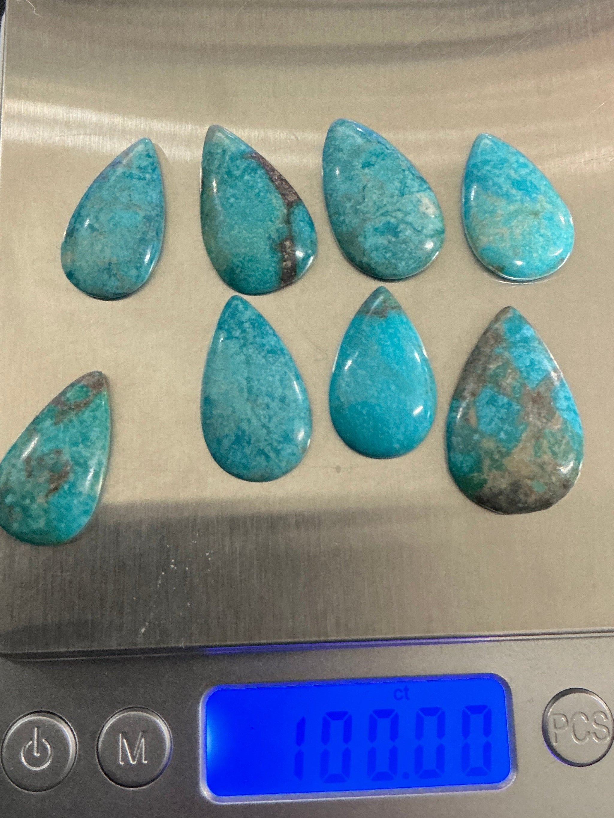100 CTS Pear Shaped Turquoise Cabochons. Lot 2