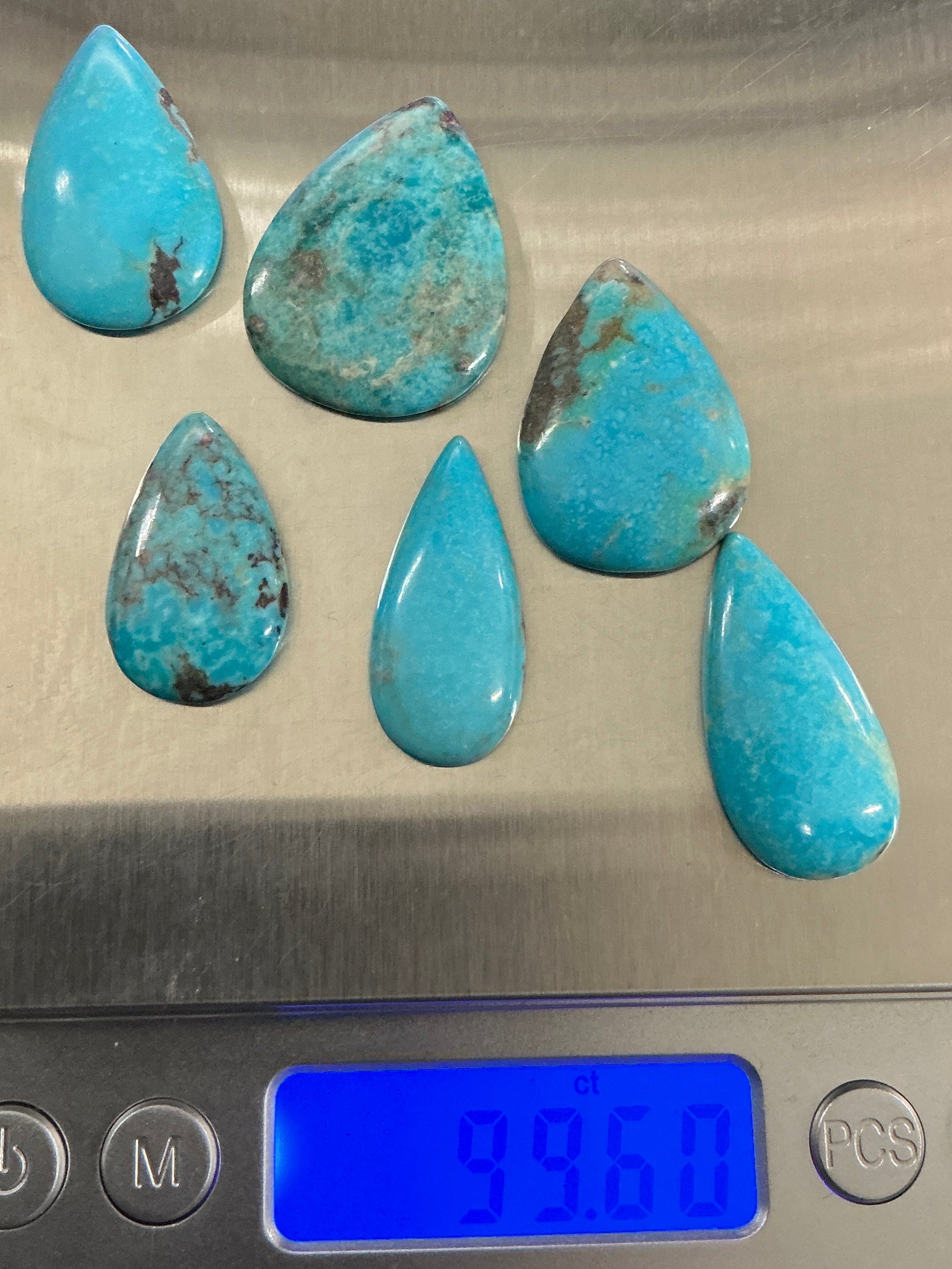 100 CTS Pear Shaped Turquoise Cabochons. Lot 7