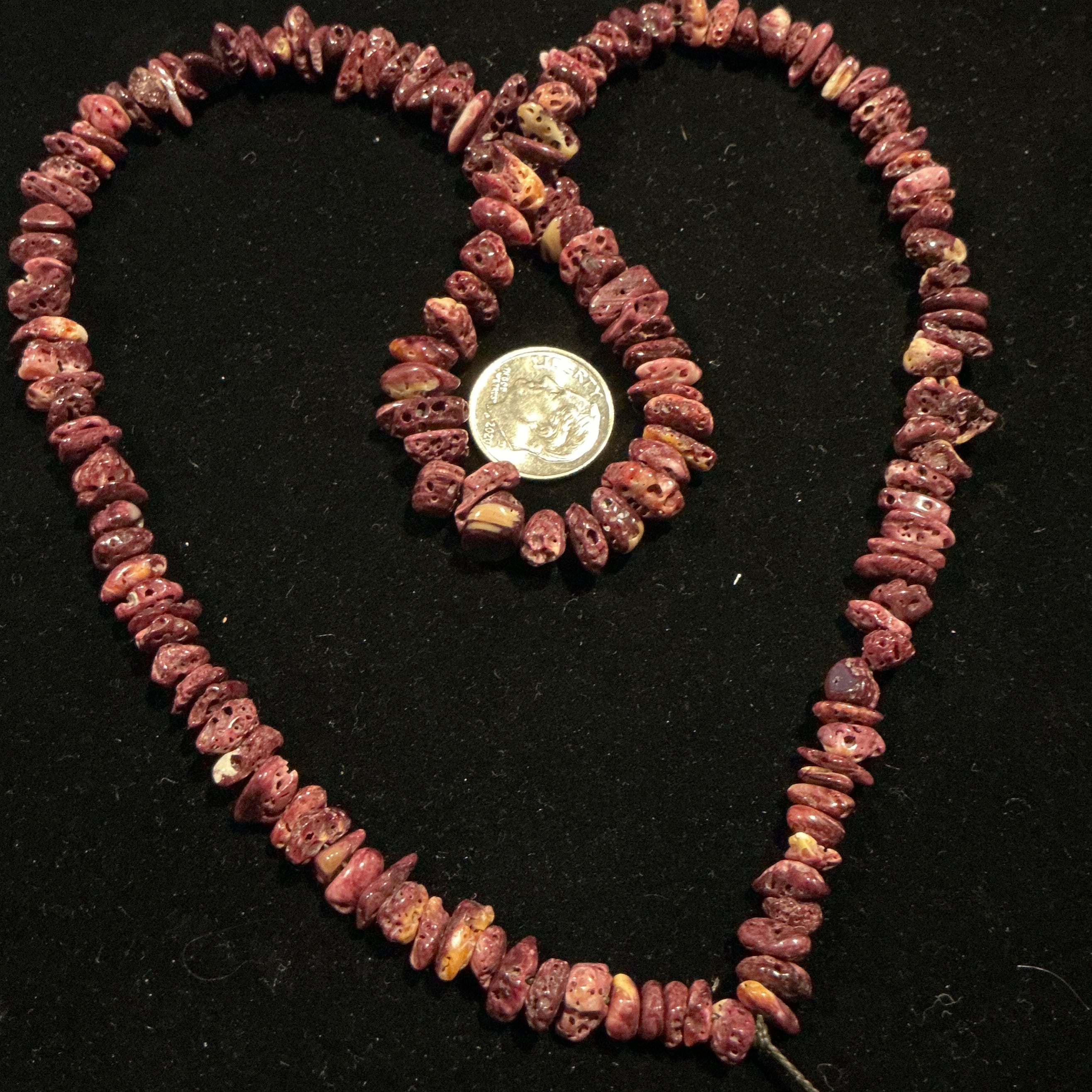 Purple Spiny Oyster Chip Bead Strand. 18 Inches. $20