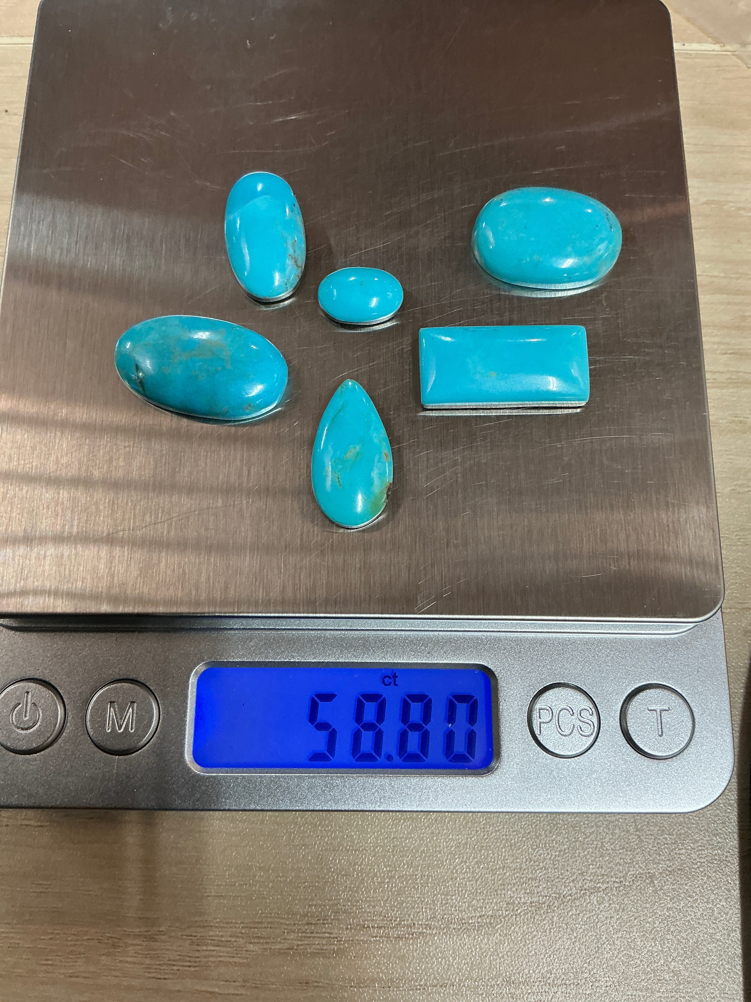 Castle Dome Turquoise Cabochons. ~58 Carats. Lot 2. $52