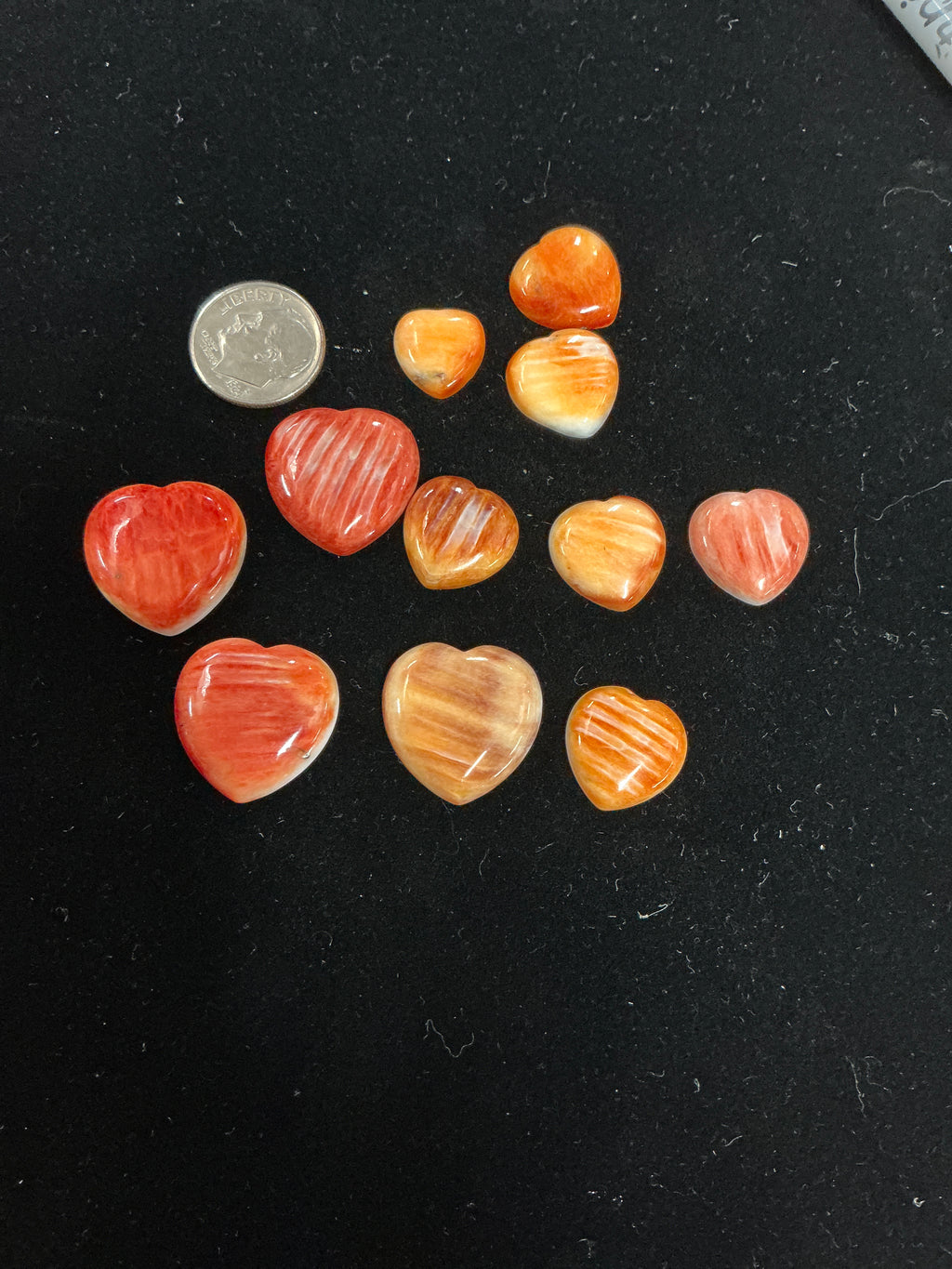 100 CTS SPINY OYSTER CABOCHONS HEARTS Lot 7