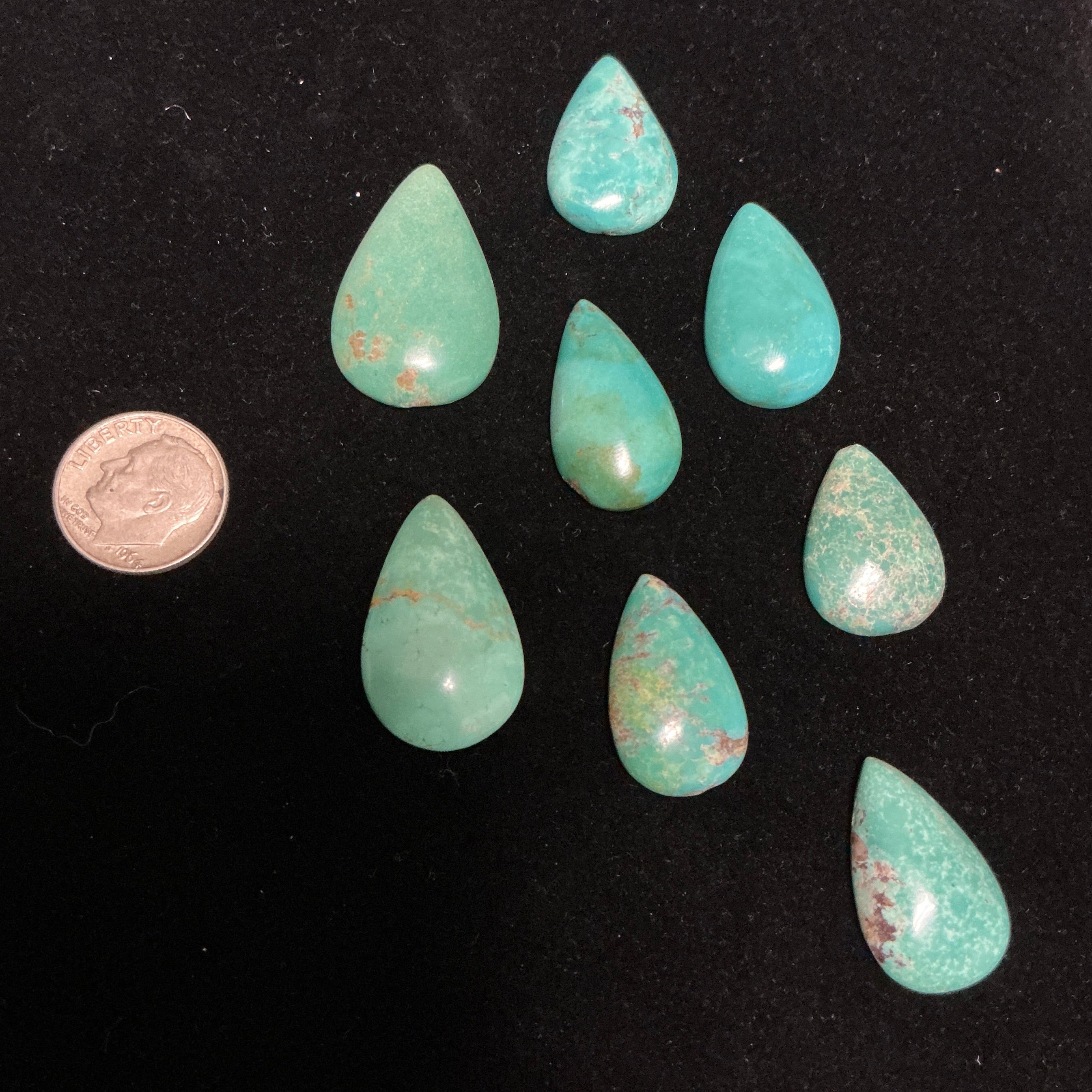 100 CTS Pear Shaped Turquoise Cabochons. Lot 9