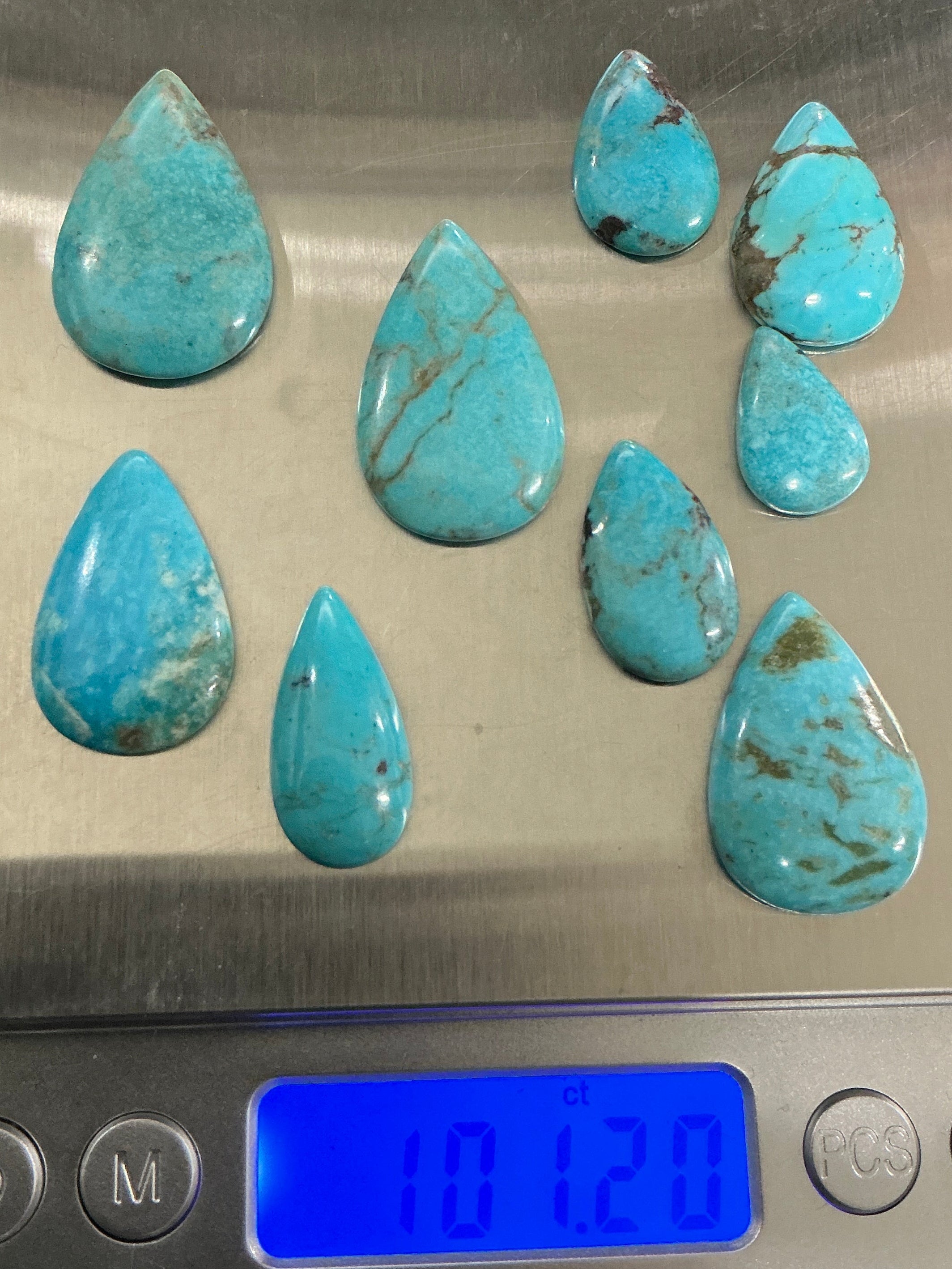 100 CTS Pear Shaped Turquoise Cabochons. Lot 5